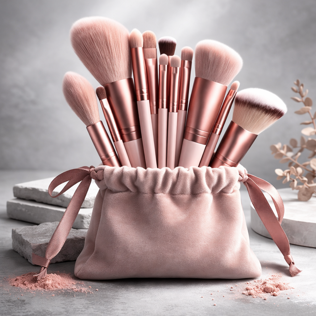 Kit com 13 Pincéis de Maquiagem Profissionais – Conjunto Completo para Base, Pó, Blush, Sombra e Iluminador